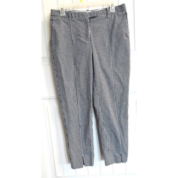 Brooks Brothers Women’s Pants Sz6 Blue White Gingham Straight Leg Ankle Preppy - Picture 1 of 5